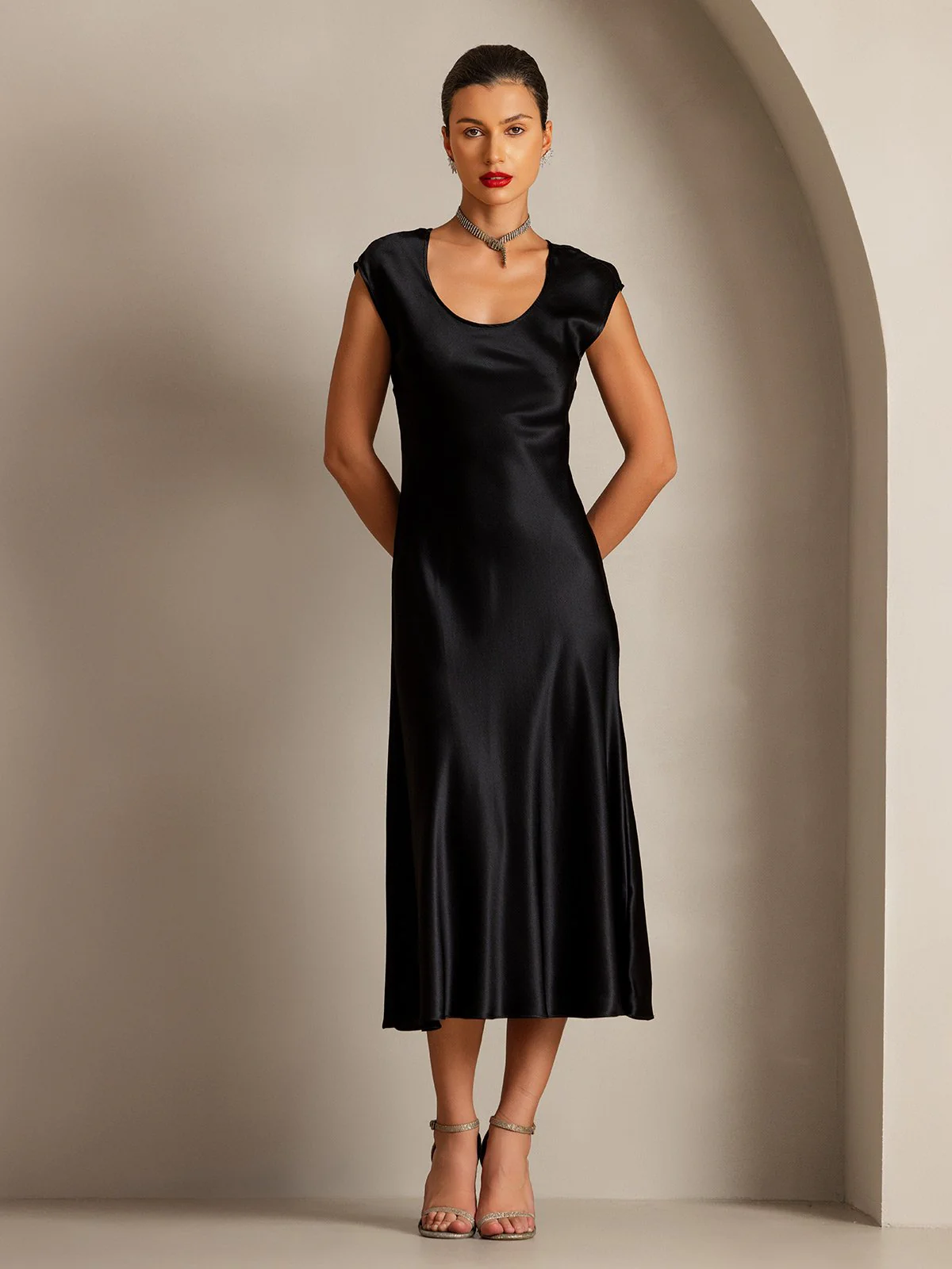 19Momme Zijde Casual Mouwloze Jurk - Image 8