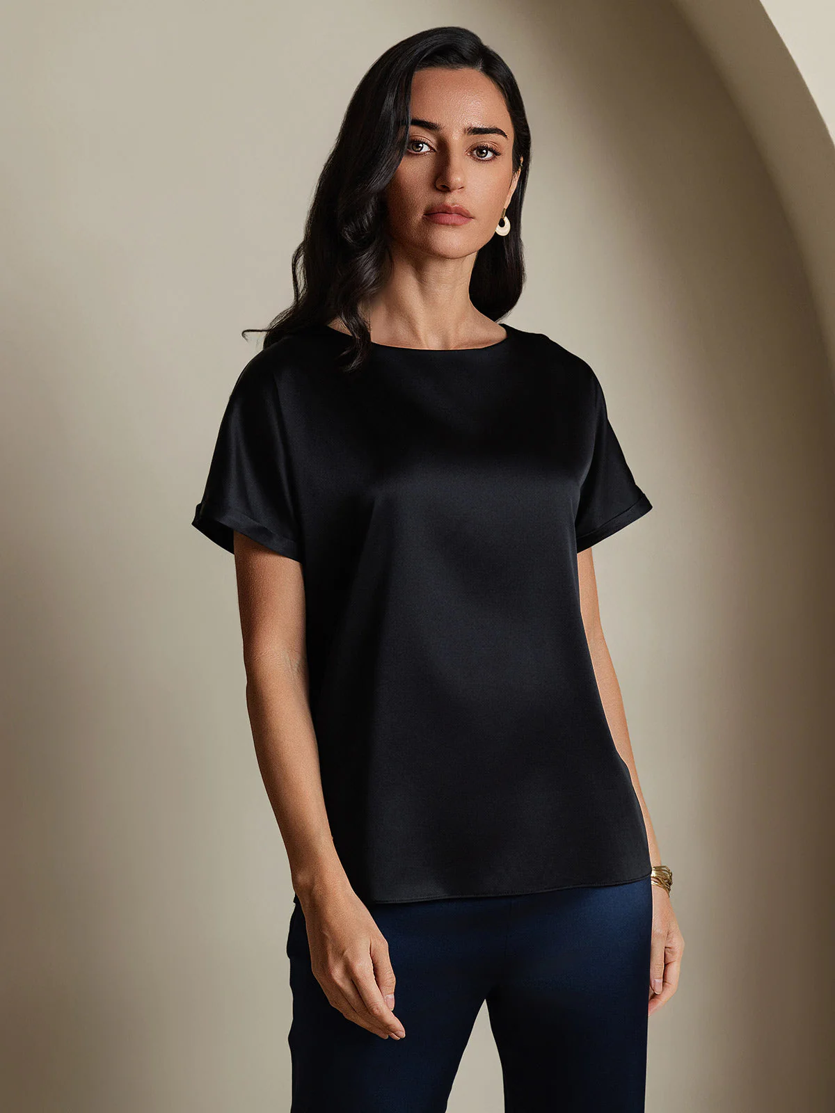 19Momme Zijden Klassieke Casual Korte Mouwen T-Shirt - Image 8