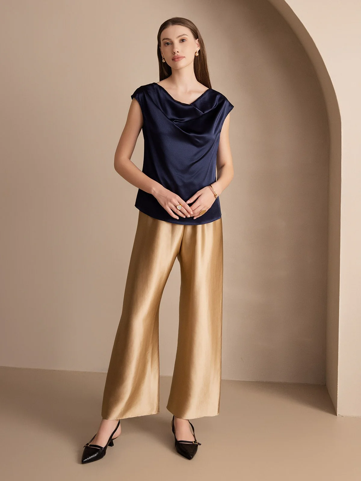 19Momme Zijde Kap Mouw Kraag Tanktop/Blouse - Image 26