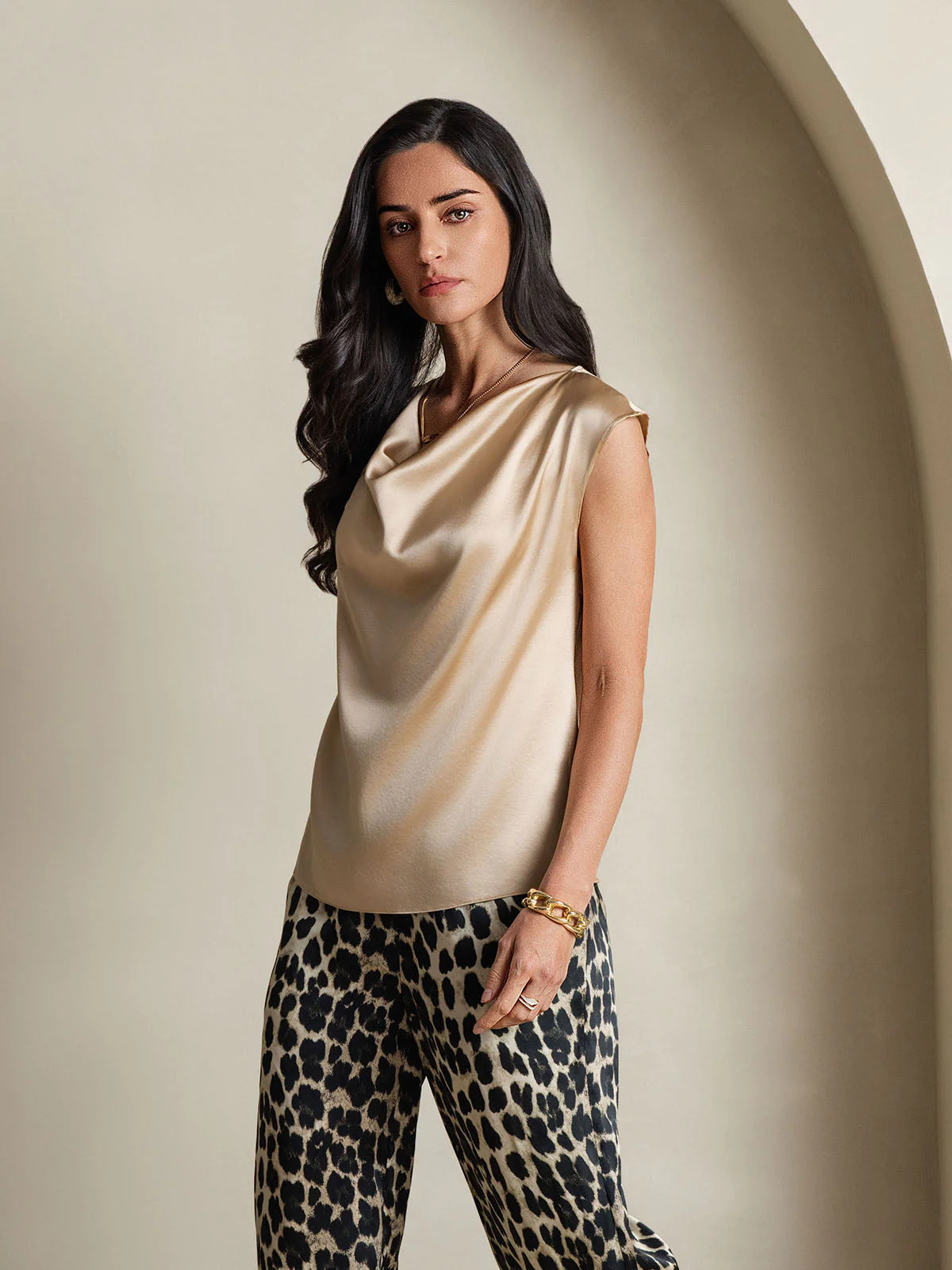 19Momme Zijde Coltrui Met Capmouwen Blouse - Image 12