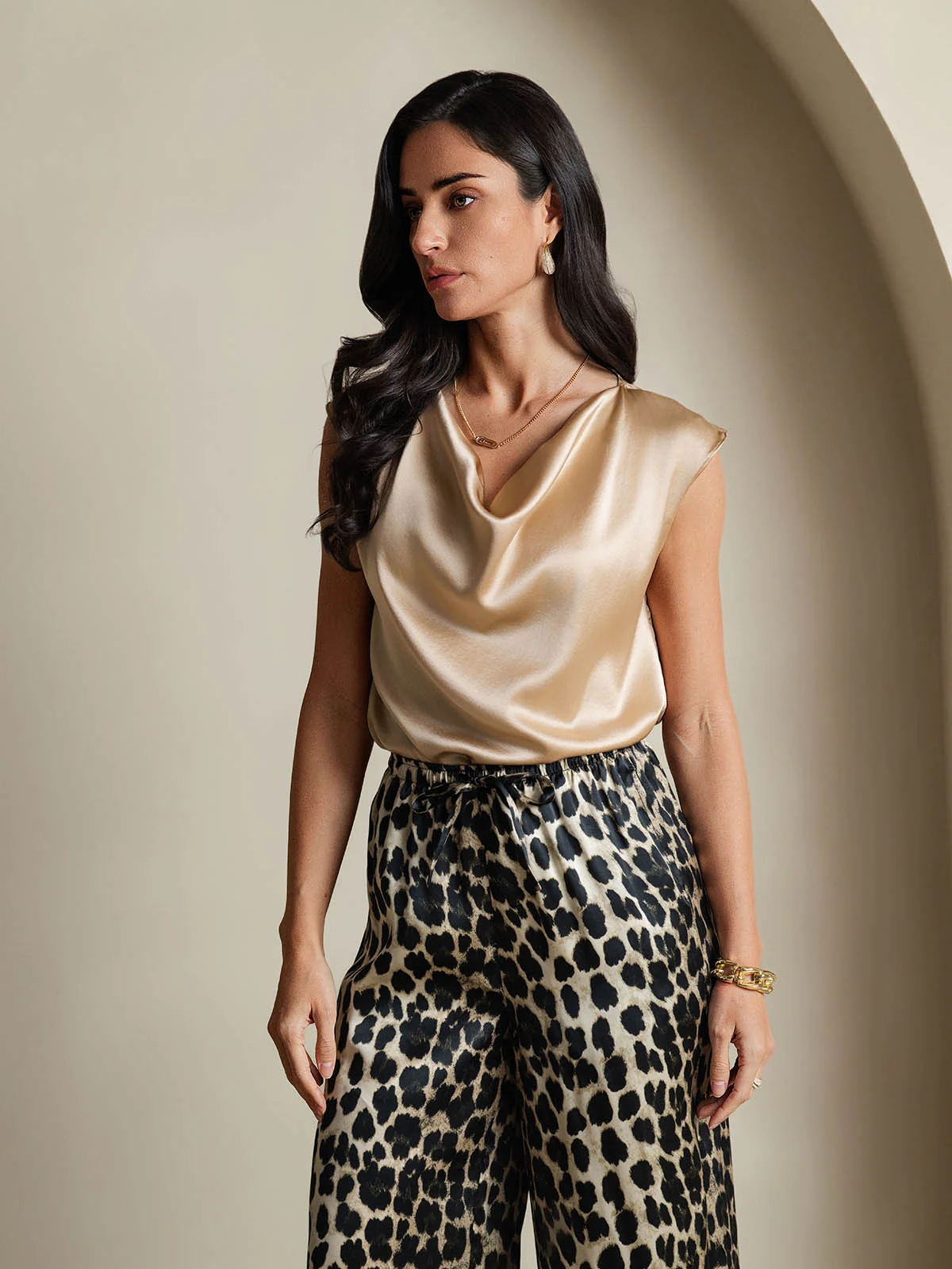 19Momme Zijde Coltrui Met Capmouwen Blouse - Image 13