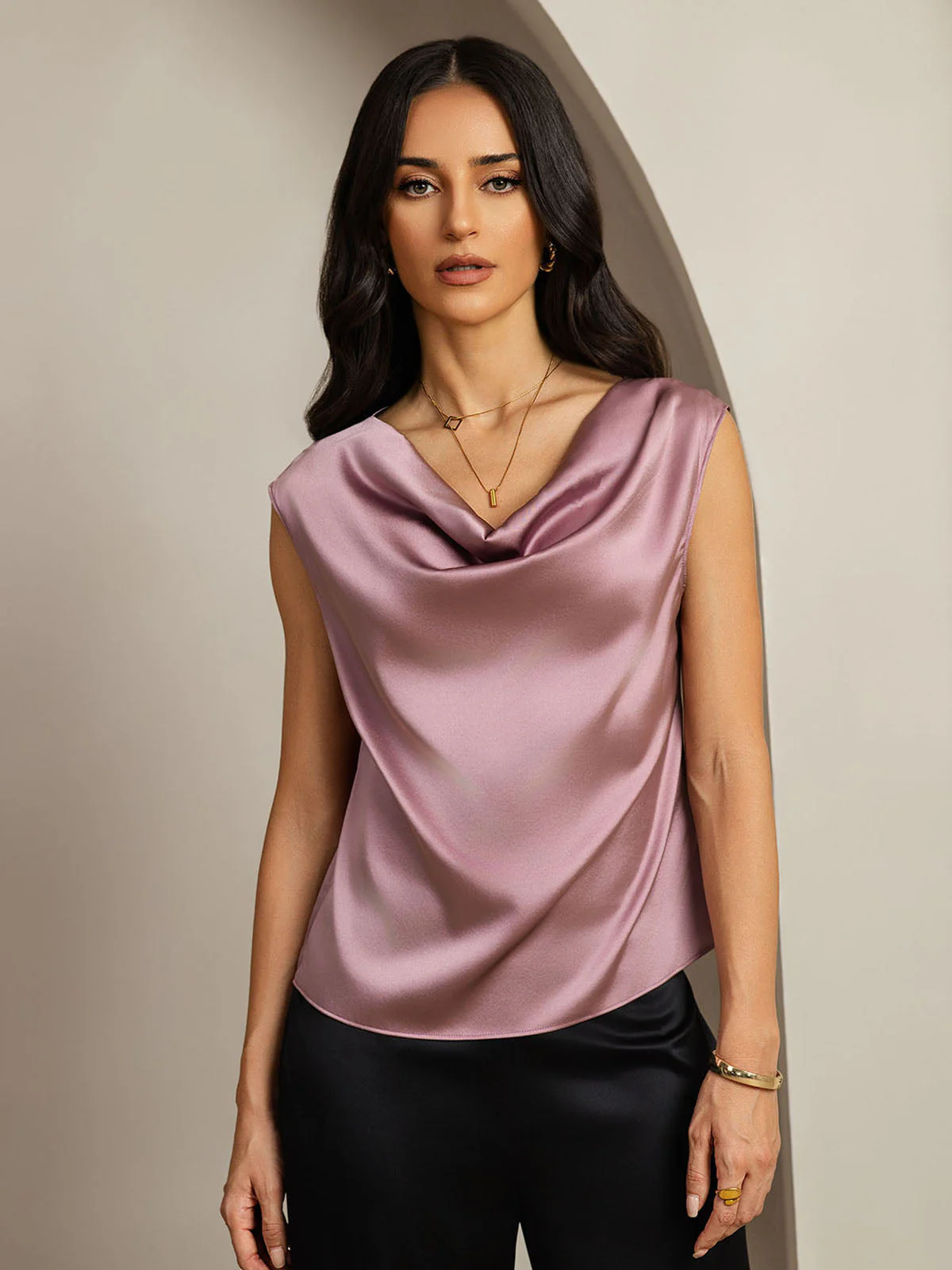 19Momme Zijde Coltrui Met Capmouwen Blouse - Image 24