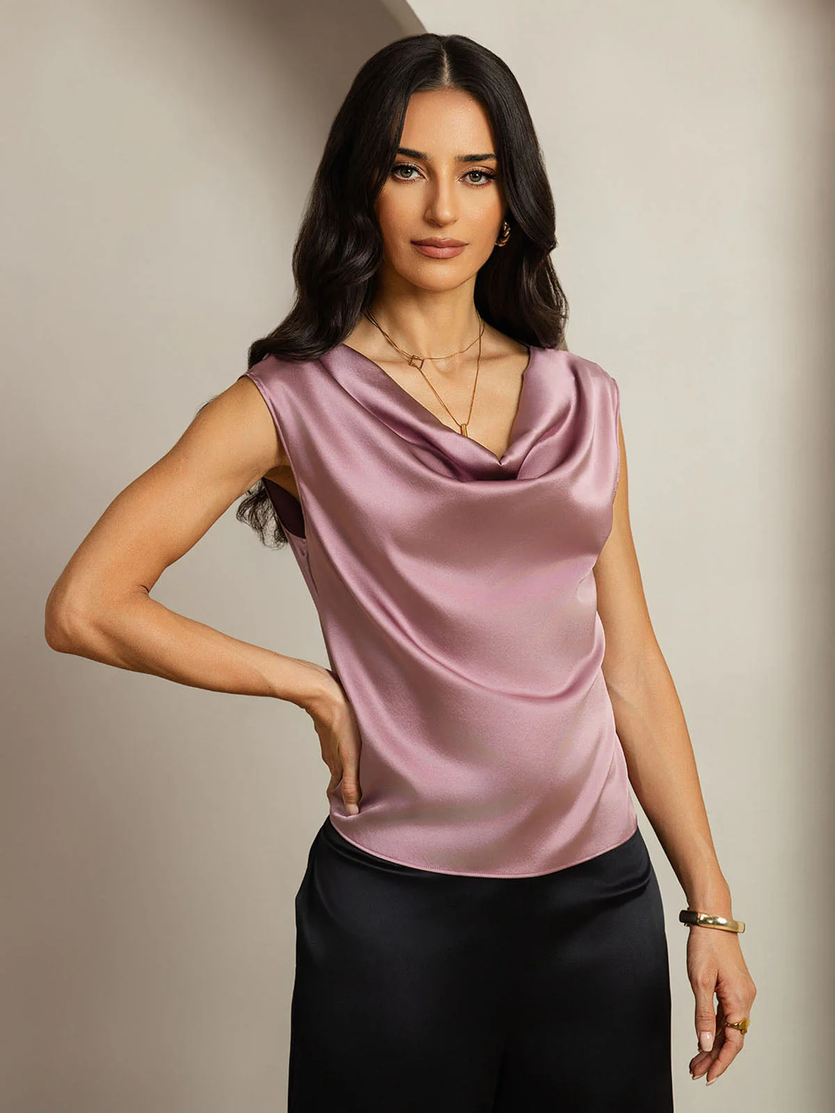 19Momme Zijde Coltrui Met Capmouwen Blouse - Image 27