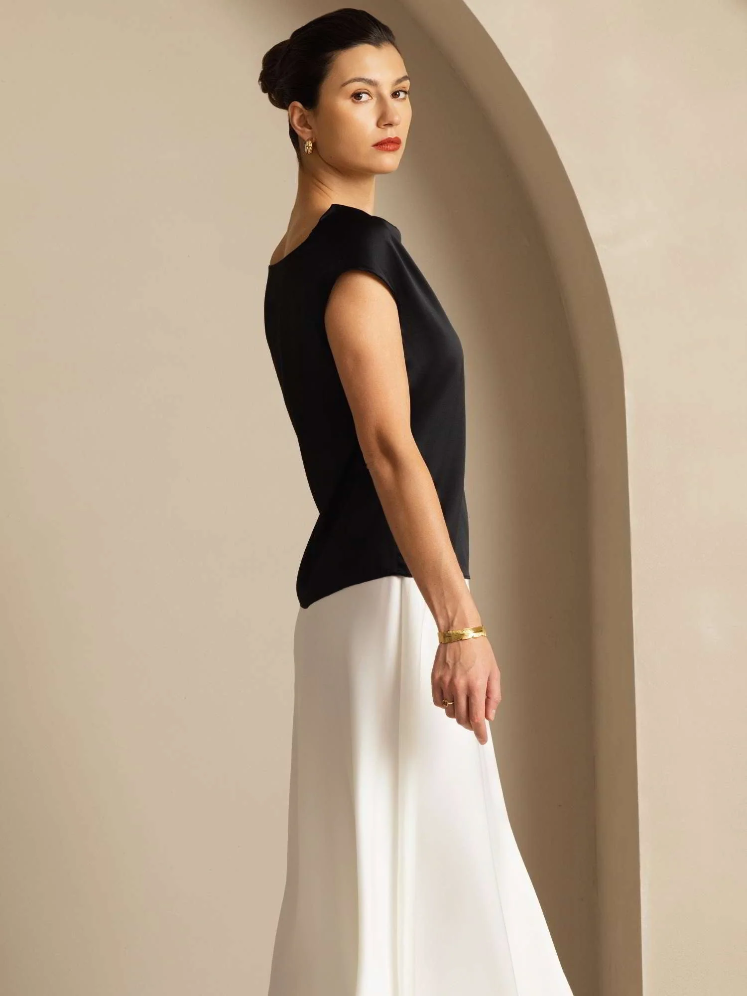 19Momme Zijde Coltrui Met Capmouwen Blouse - Image 30