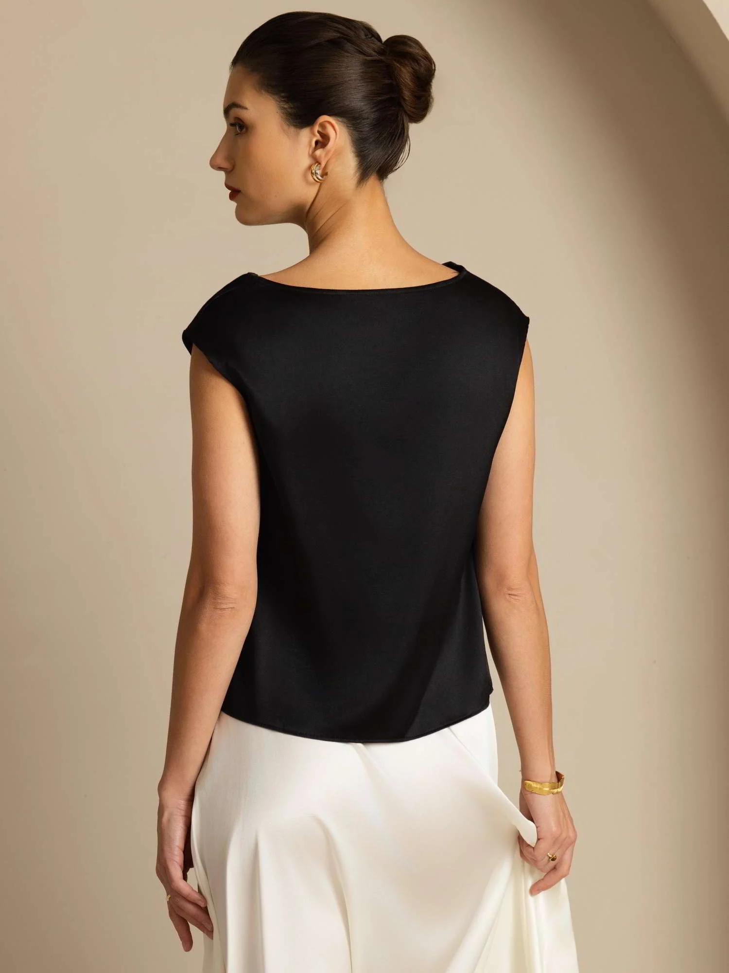 19Momme Zijde Coltrui Met Capmouwen Blouse - Image 31