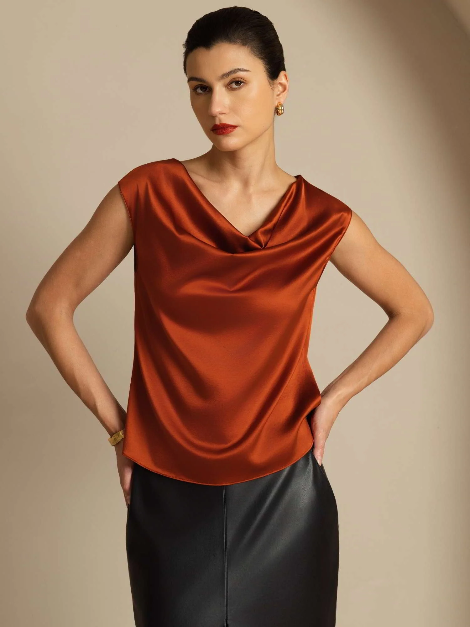 19Momme Zijde Coltrui Met Capmouwen Blouse - Image 40