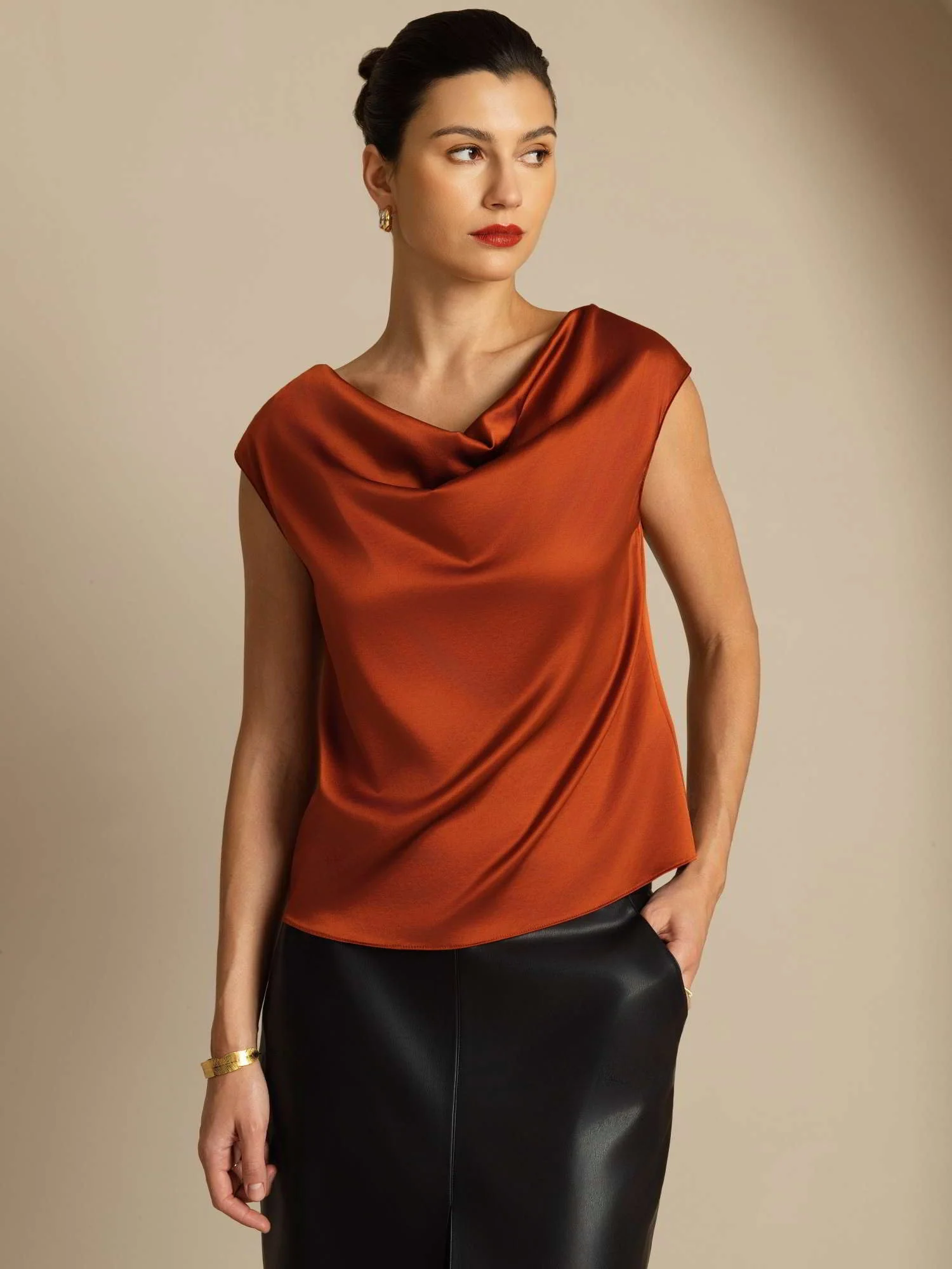 19Momme Zijde Coltrui Met Capmouwen Blouse - Image 41