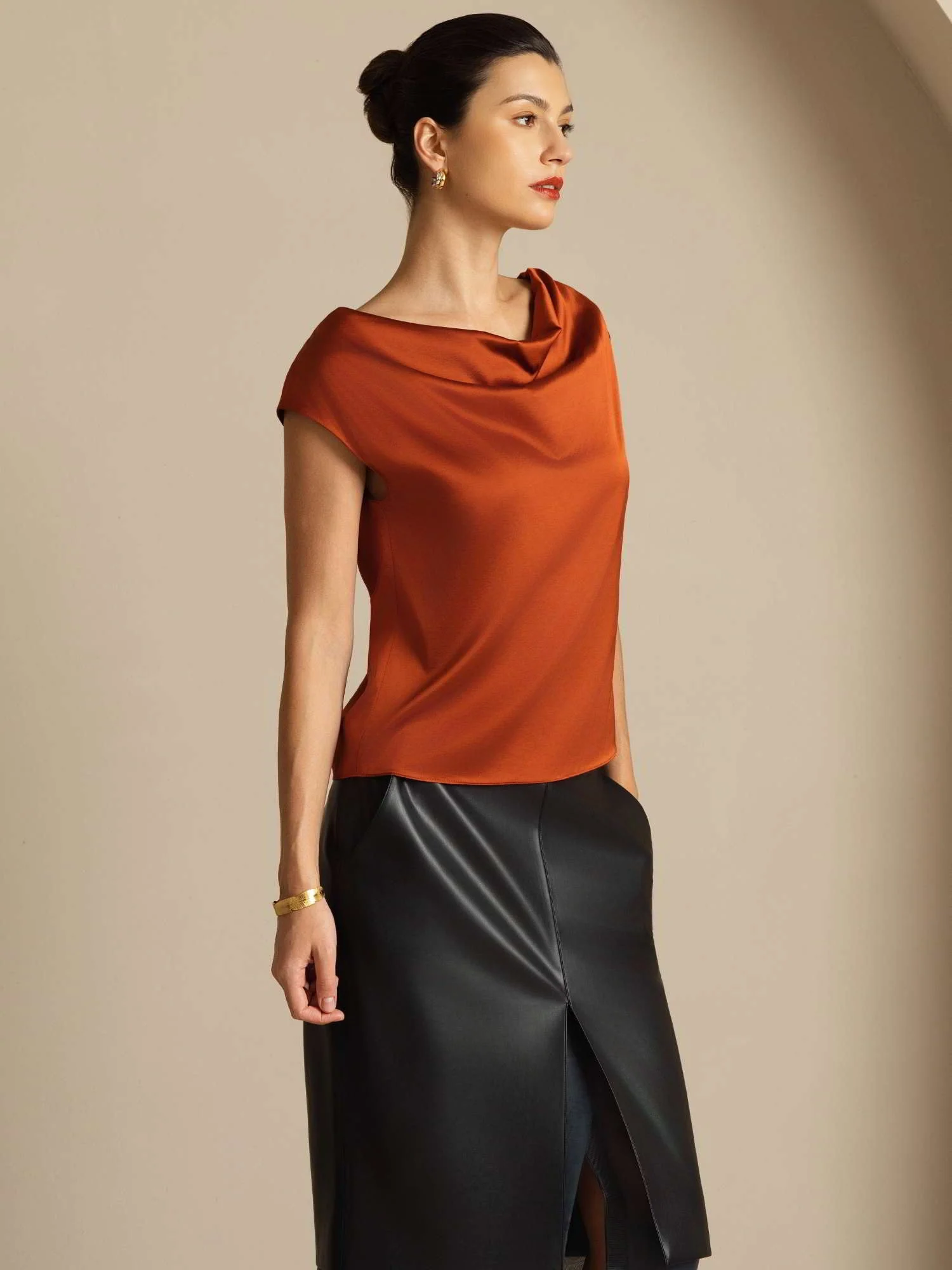 19Momme Zijde Coltrui Met Capmouwen Blouse - Image 42