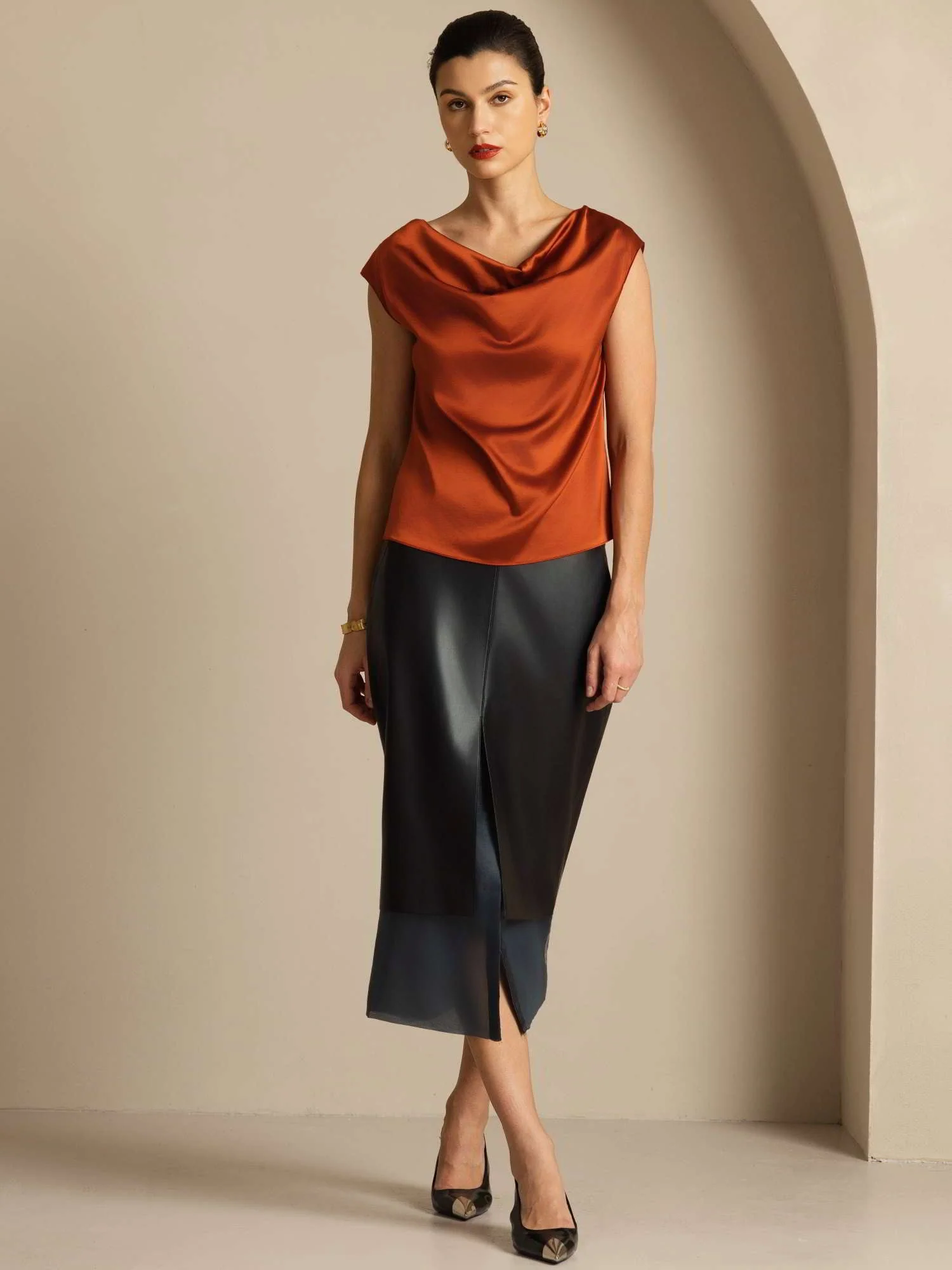 19Momme Zijde Coltrui Met Capmouwen Blouse - Image 43