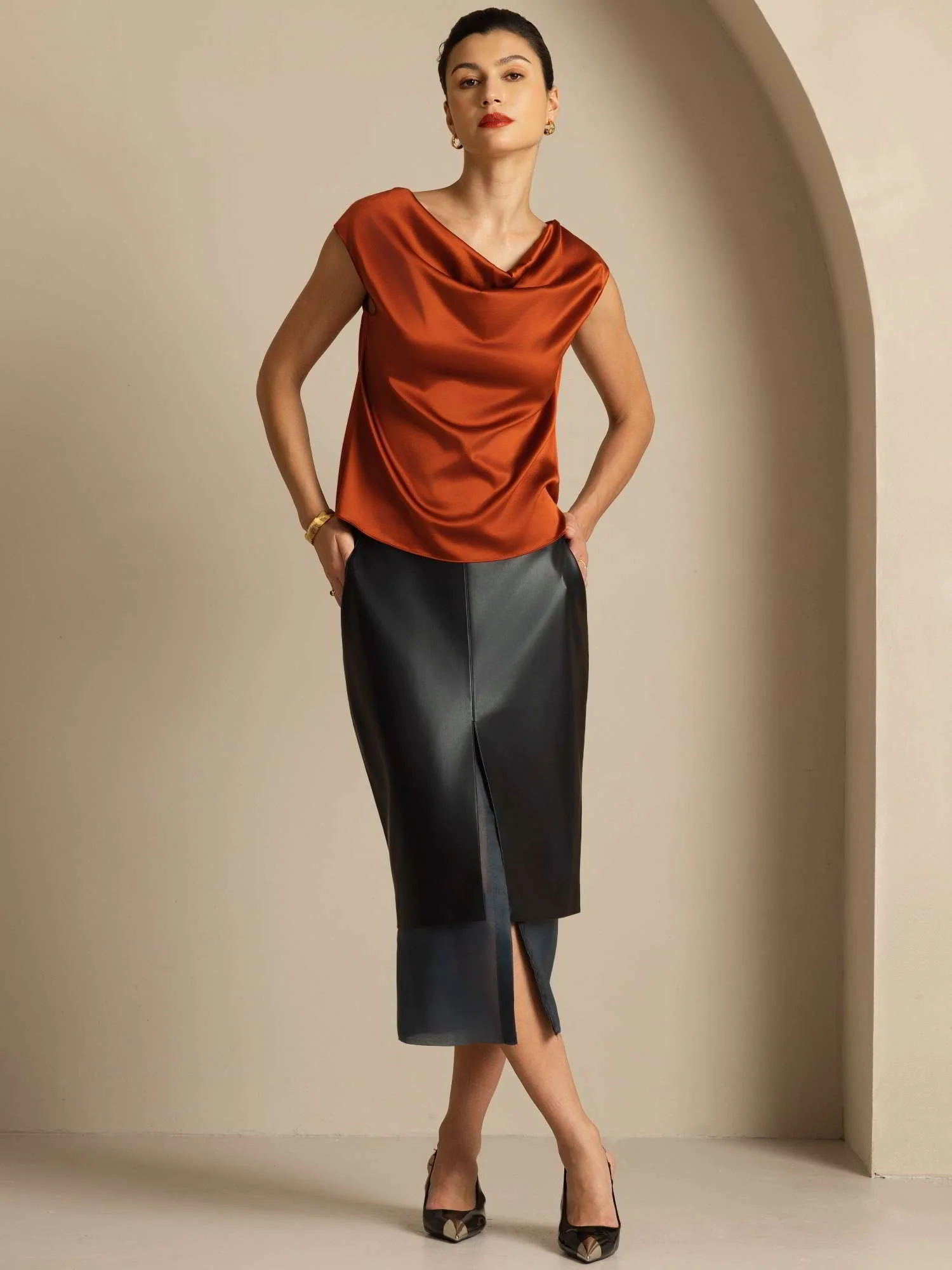 19Momme Zijde Coltrui Met Capmouwen Blouse - Image 44