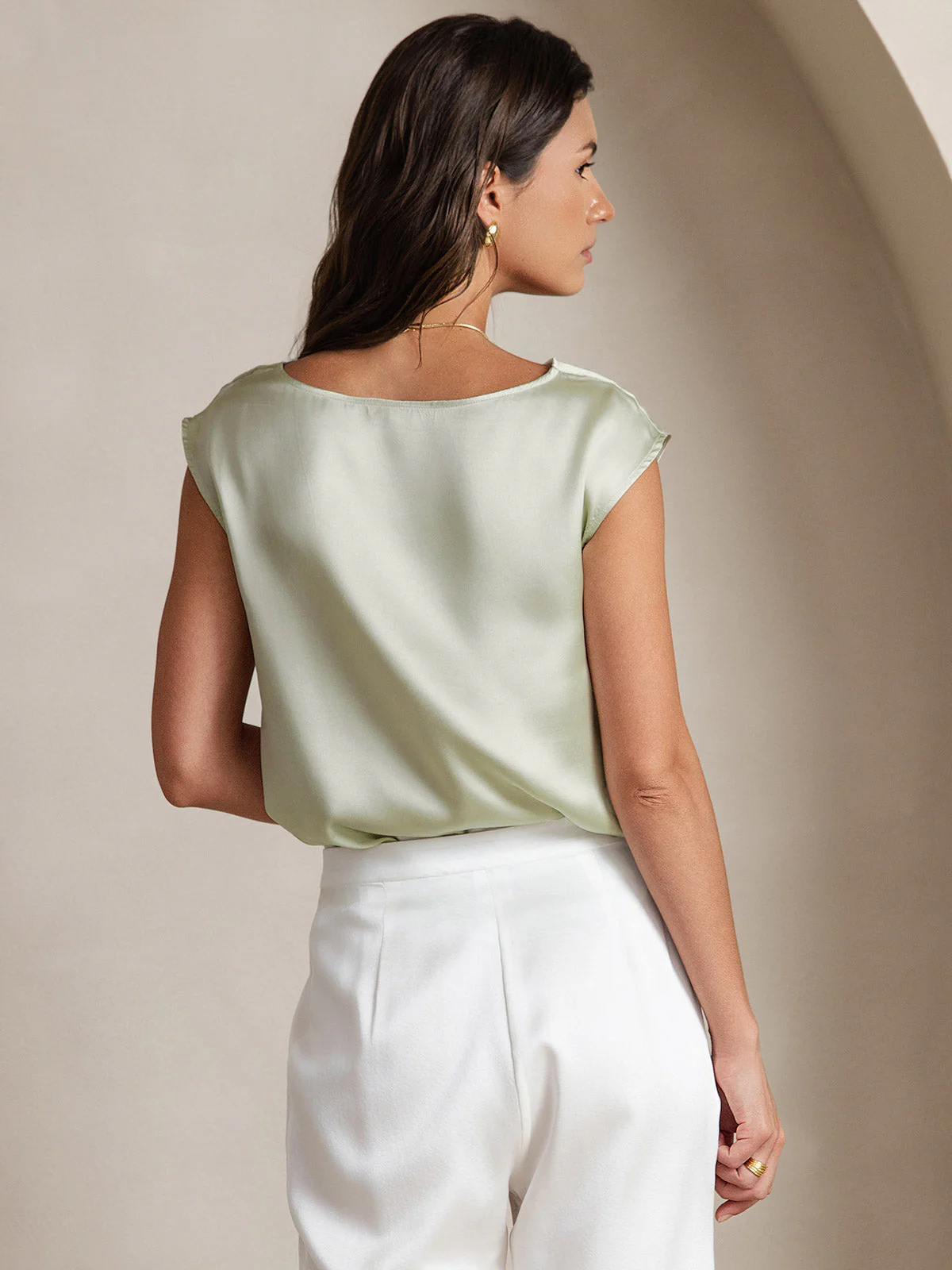 19Momme Zijde Coltrui Met Capmouwen Blouse - Image 53