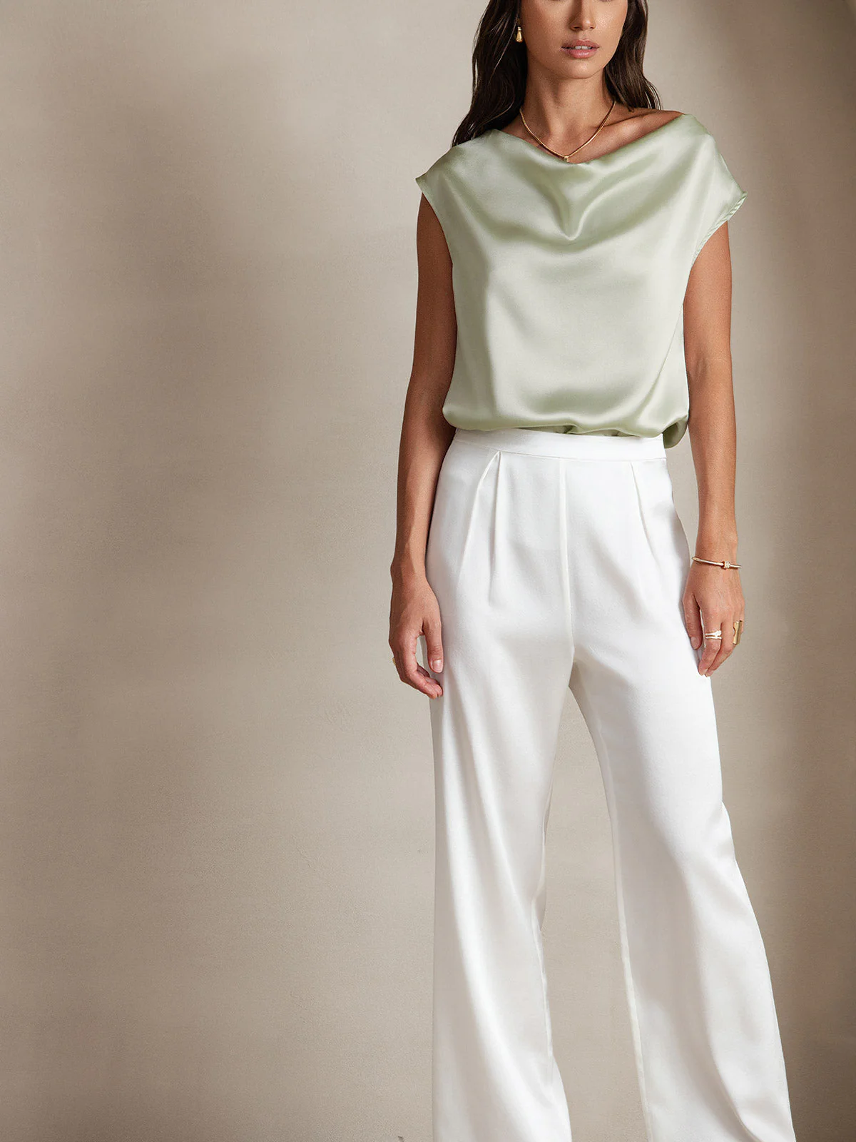 19Momme Zijde Coltrui Met Capmouwen Blouse - Image 56