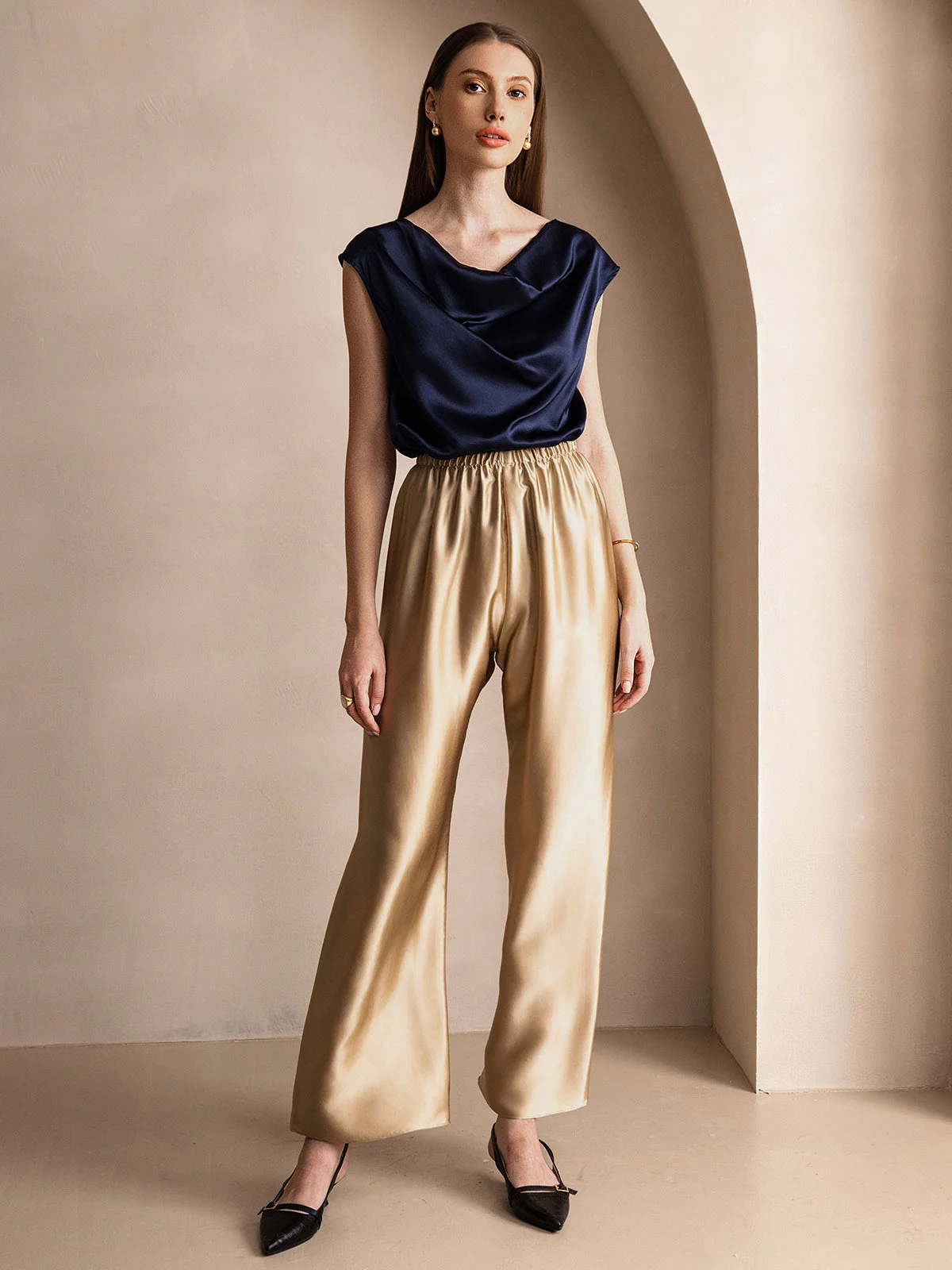 19Momme Zijde Coltrui Met Capmouwen Blouse - Image 65