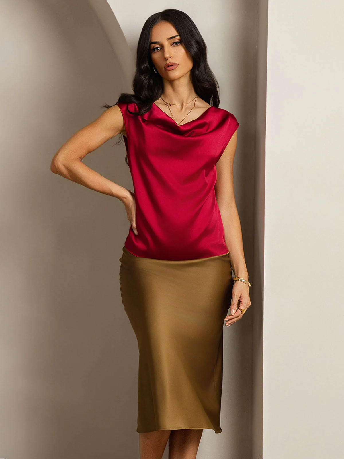 19Momme Zijde Coltrui Met Capmouwen Blouse - Image 71