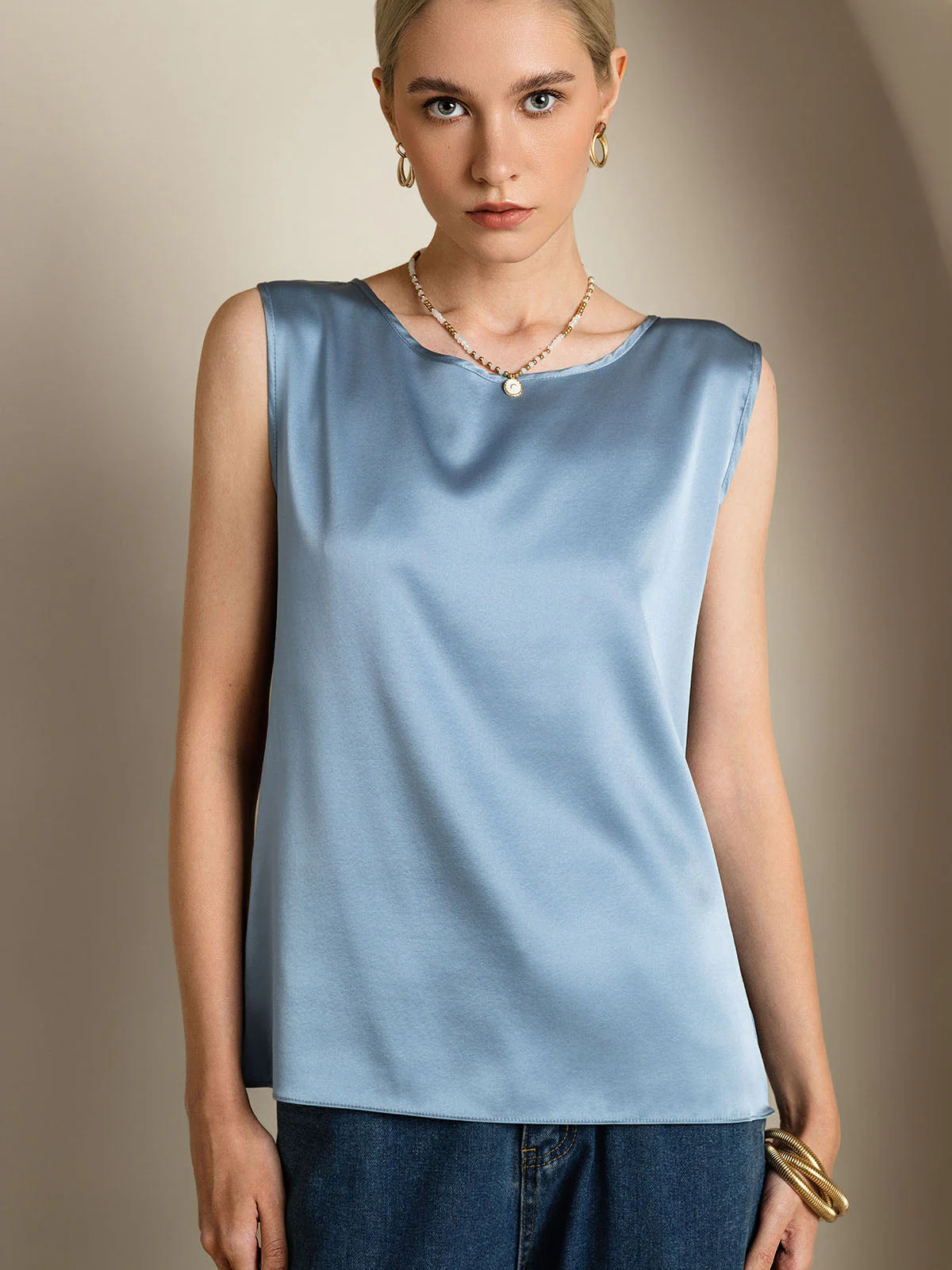 19Momme Zijde Lounge Ronde Hals Tanktop - Image 40