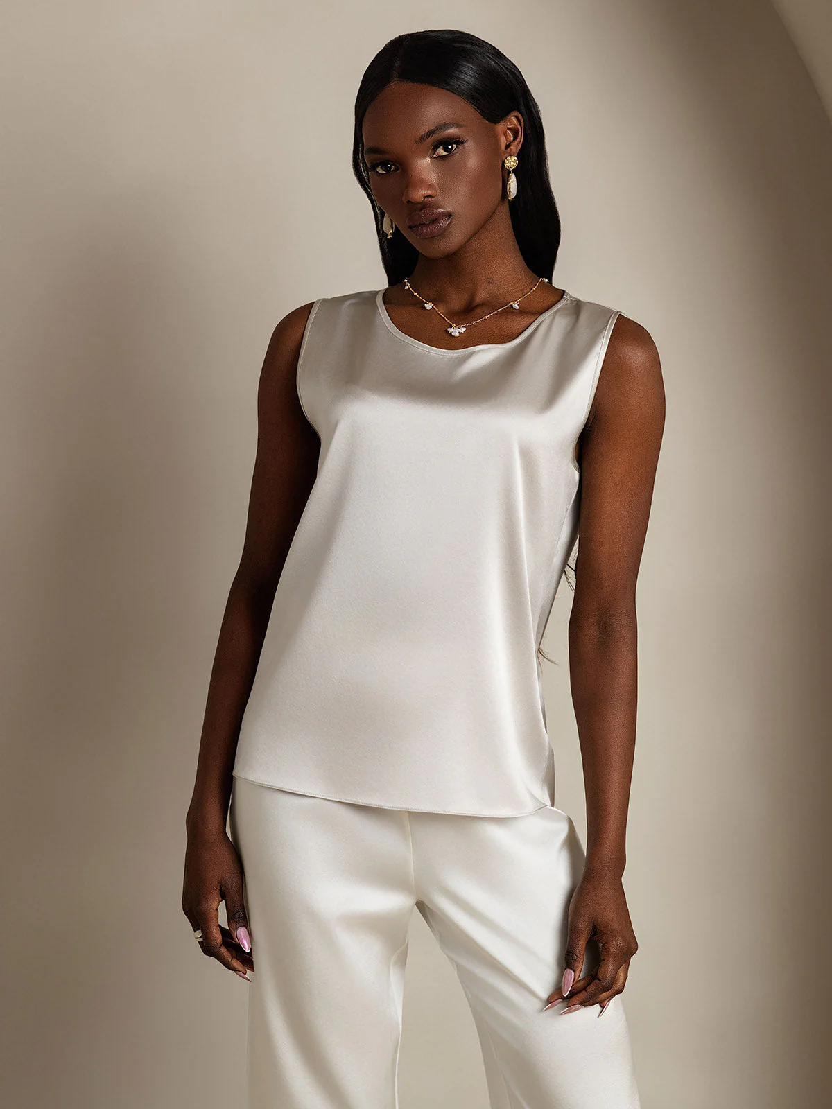 19Momme Zijde Lounge Ronde Hals Tanktop - Image 45
