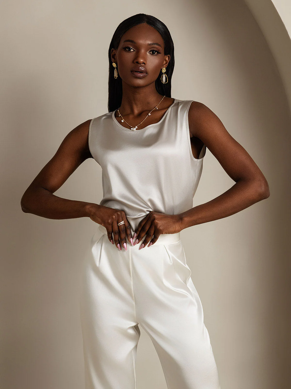 19Momme Zijde Lounge Ronde Hals Tanktop - Image 46