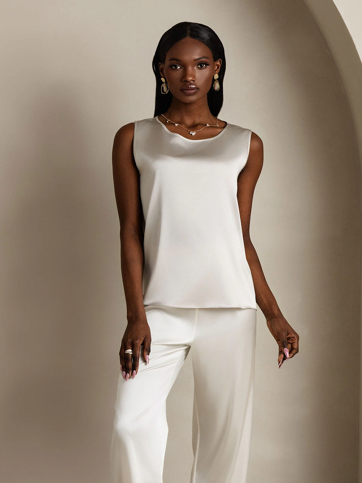 19Momme Zijde Lounge Ronde Hals Tanktop - Image 47