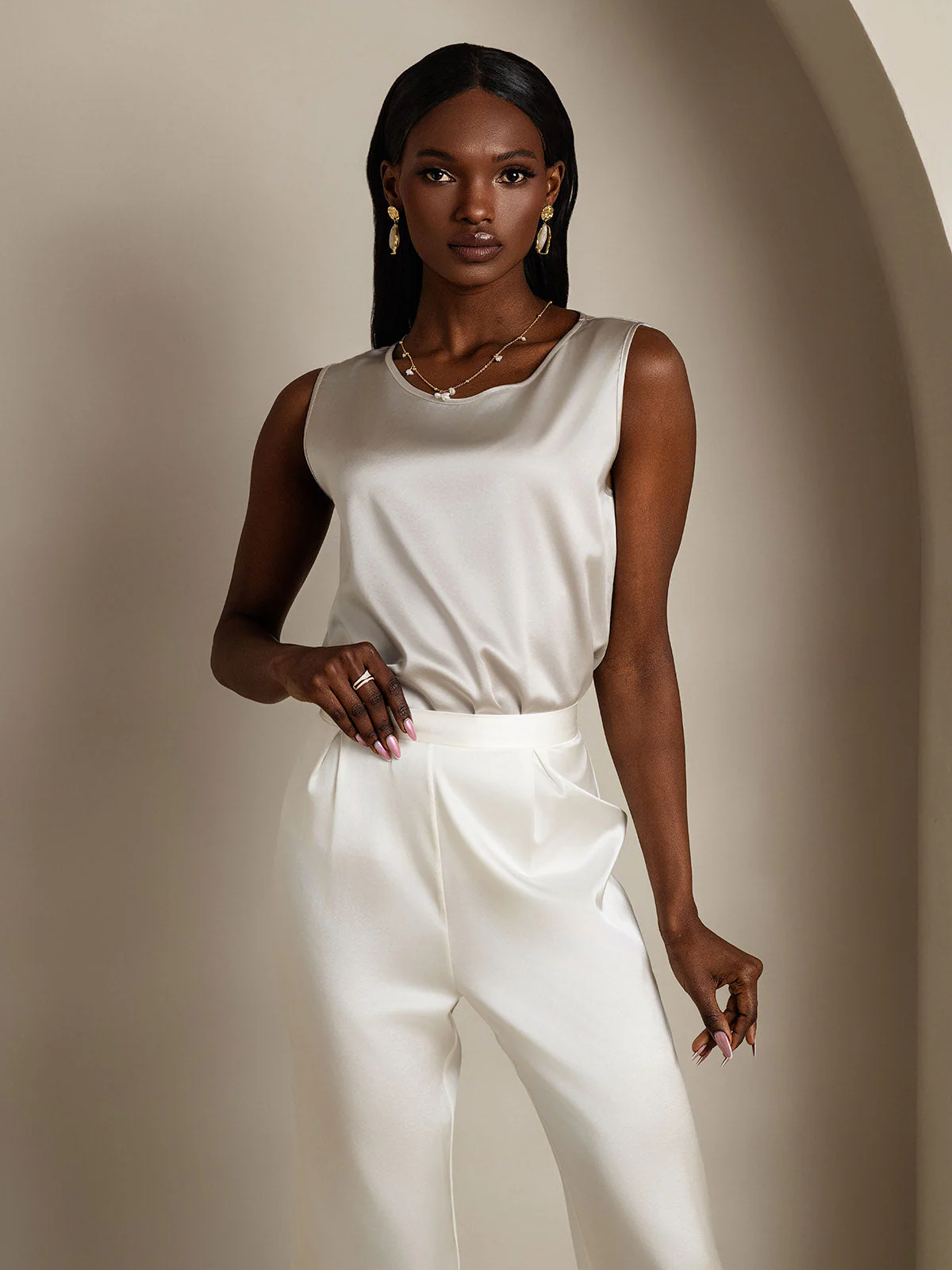 19Momme Zijde Lounge Ronde Hals Tanktop - Image 48