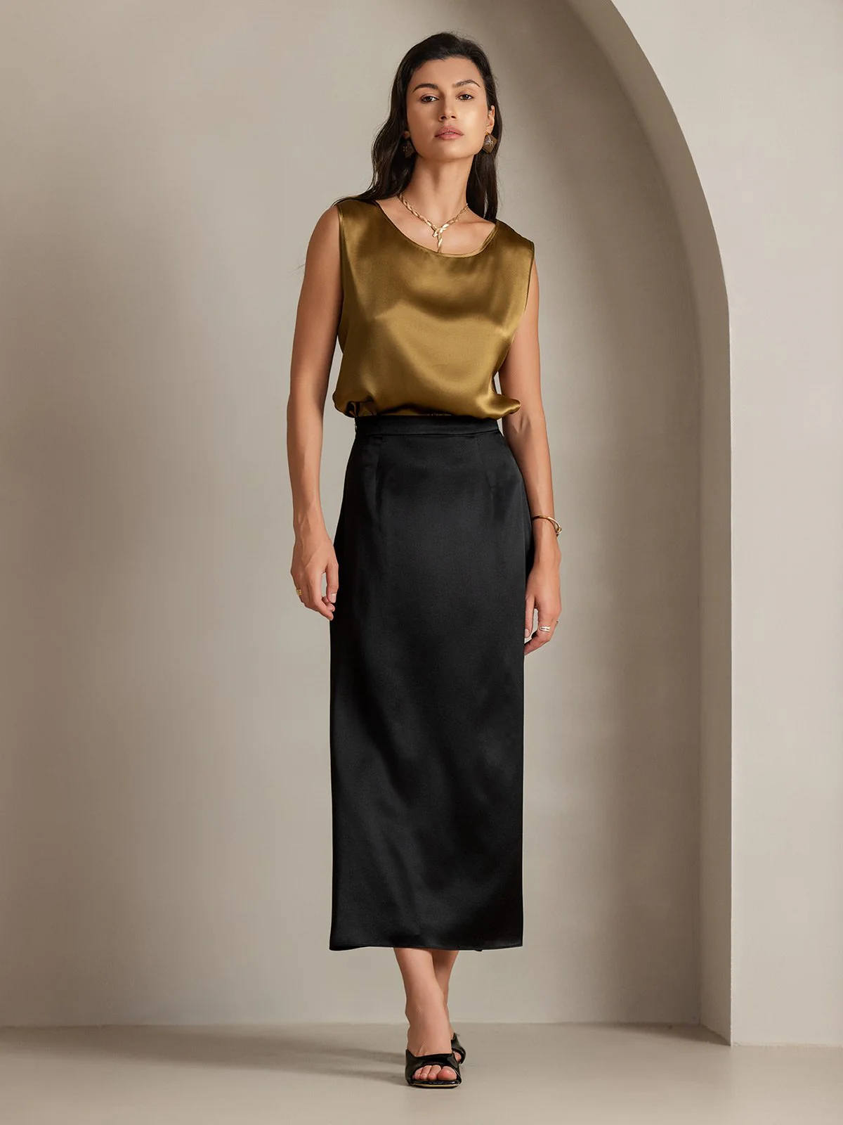19Momme Zijde Lounge Ronde Hals Tanktop - Image 57