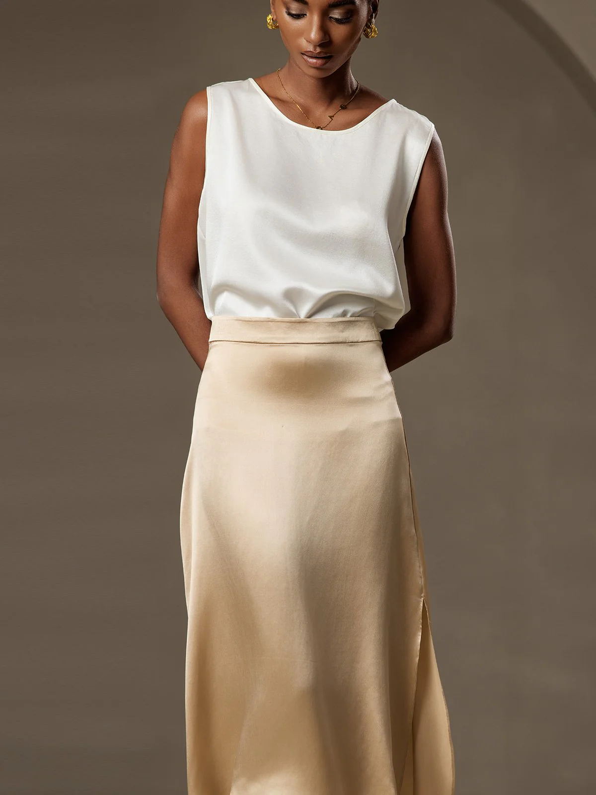 19Momme Zijde Lounge Ronde Hals Tanktop - Image 8