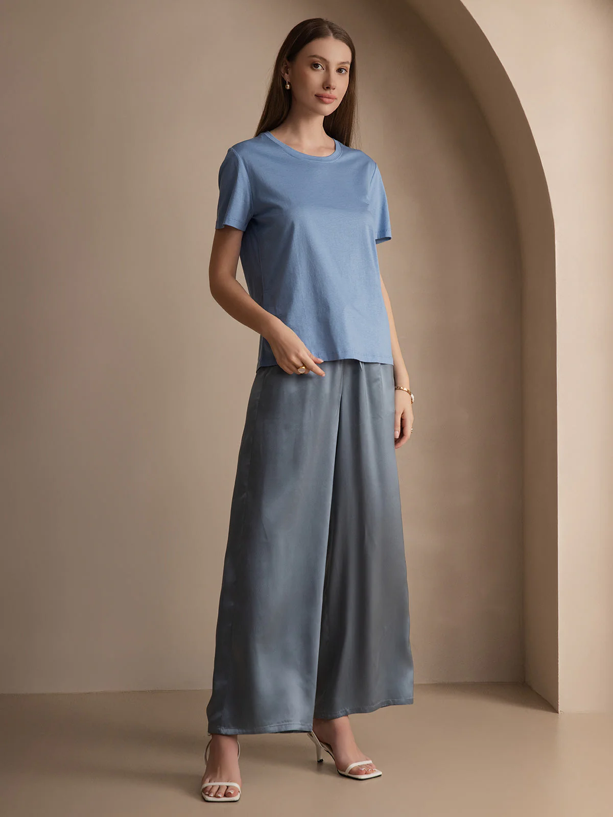 Pure Zijde Korte Mouwen Dames T-Shirt - Image 40