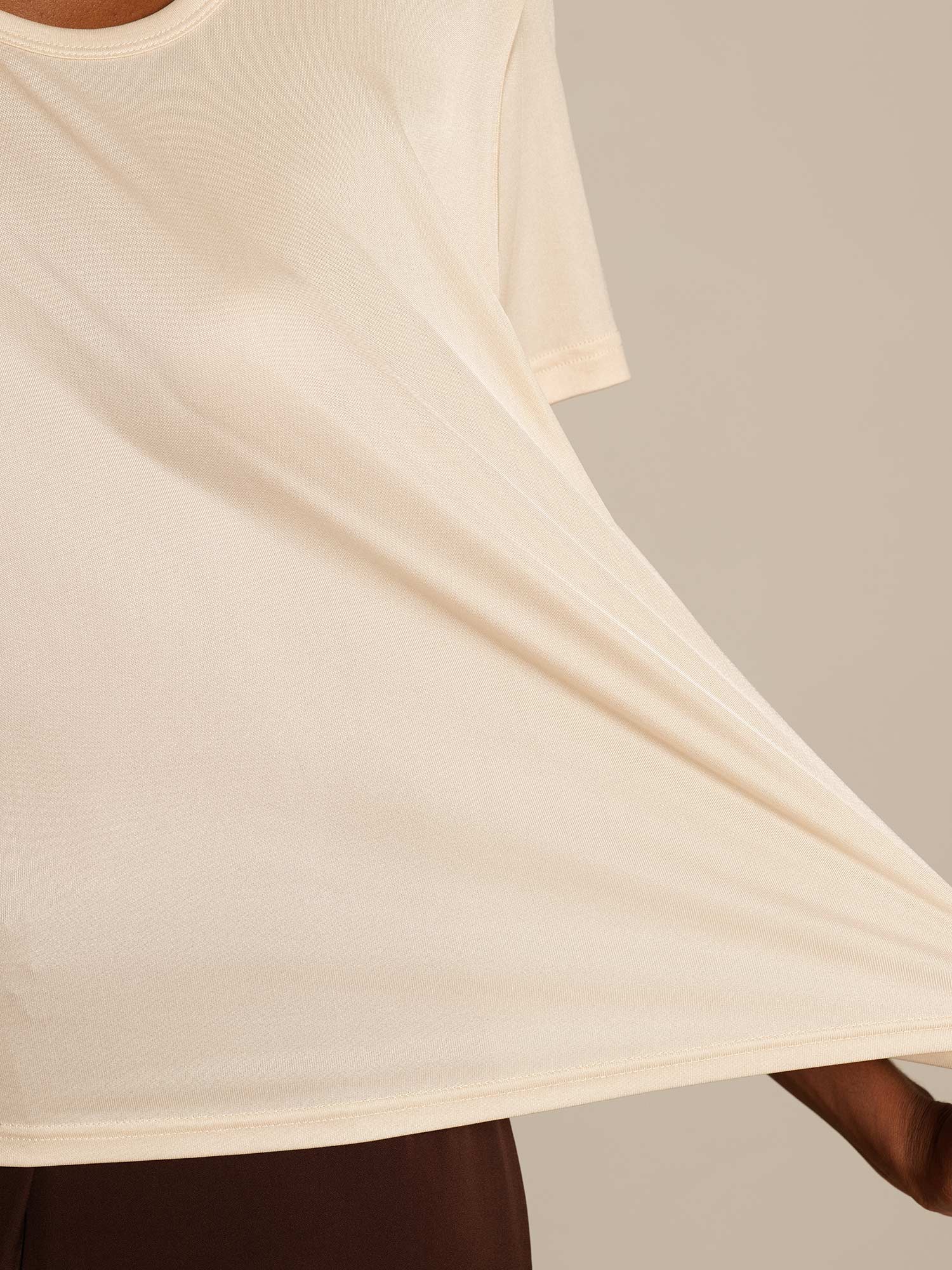 Pure Zijde Ronde Hals Korte Mouwen Dames T-Shirt - Image 33