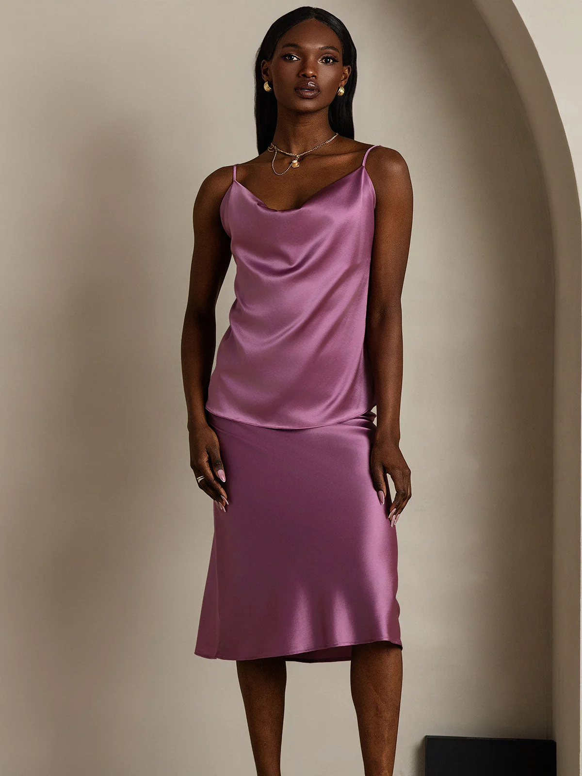 19Momme Zijde Watervalhals Spaghettibandjes Camisole Top - Image 52