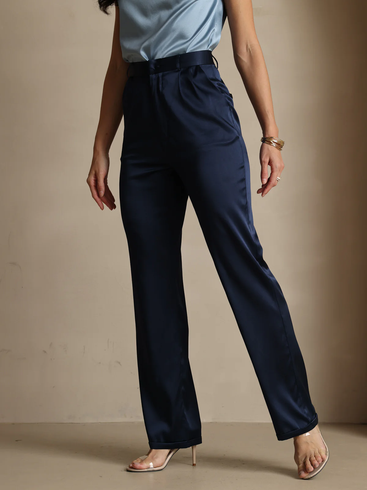 19Momme Zijden tijdloze klassieke rechte pantalon - Image 11