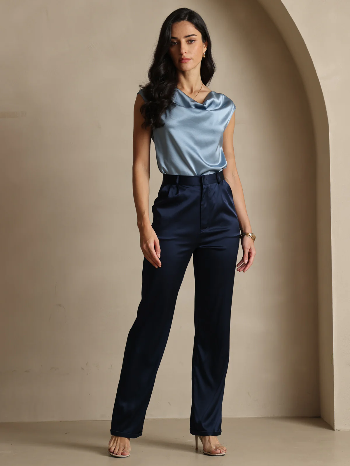 19Momme Zijden tijdloze klassieke rechte pantalon - Image 13