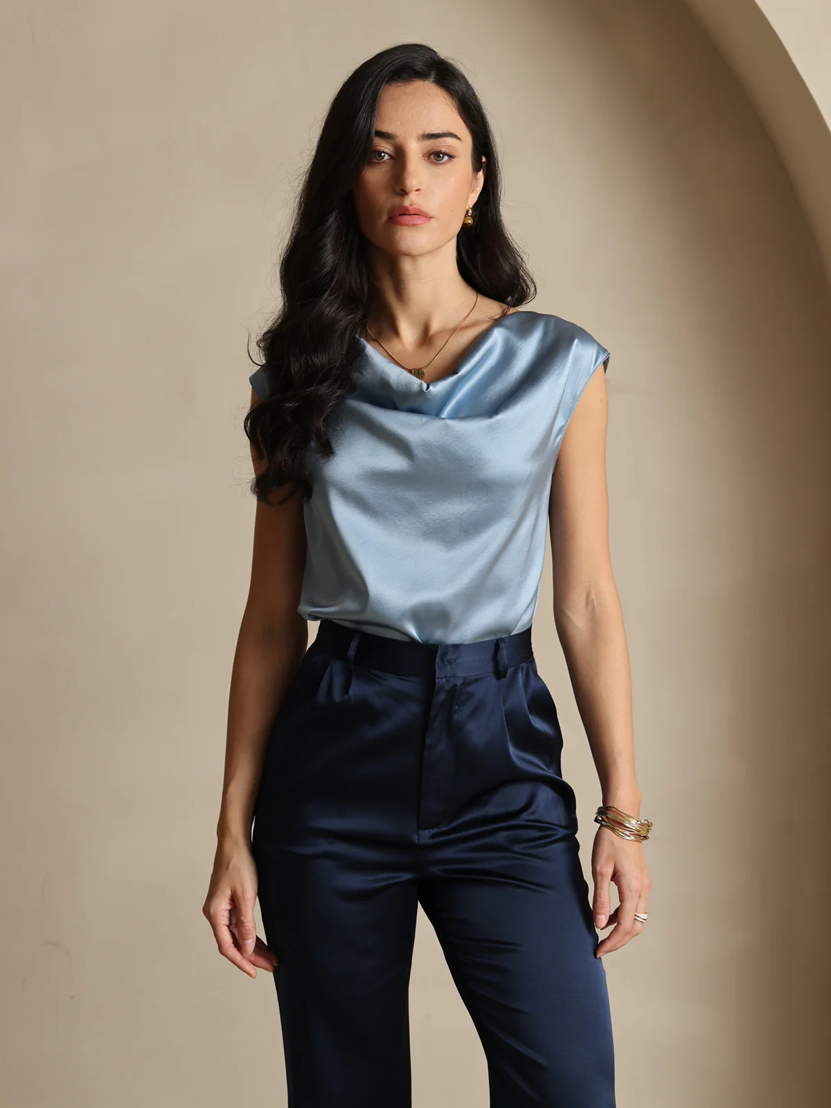 19Momme Zijden tijdloze klassieke rechte pantalon - Image 16