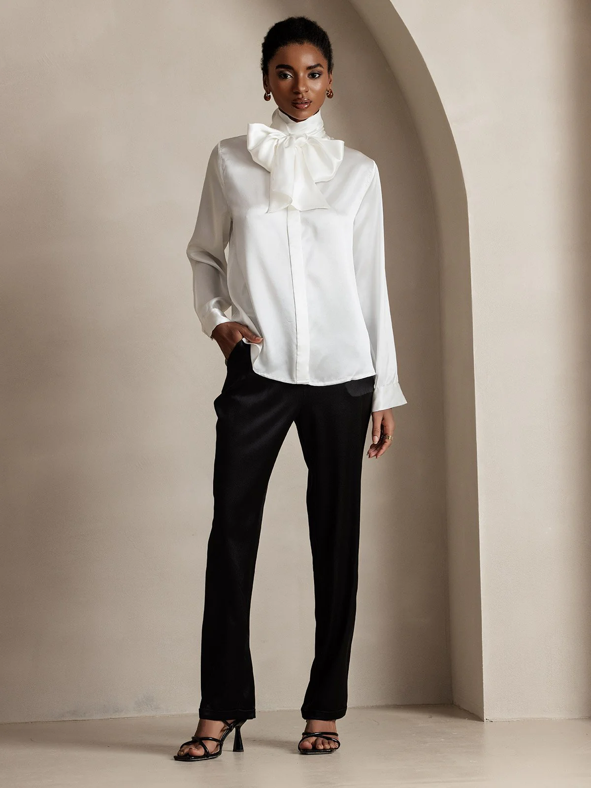 19Momme Zijden tijdloze klassieke rechte pantalon - Image 5