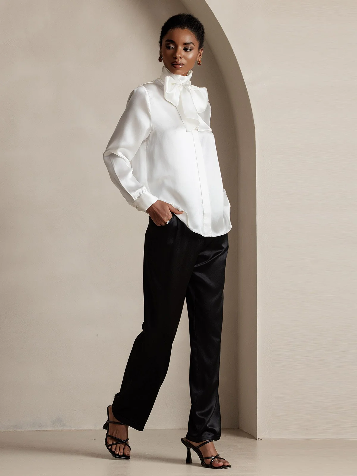 19Momme Zijden tijdloze klassieke rechte pantalon - Image 6