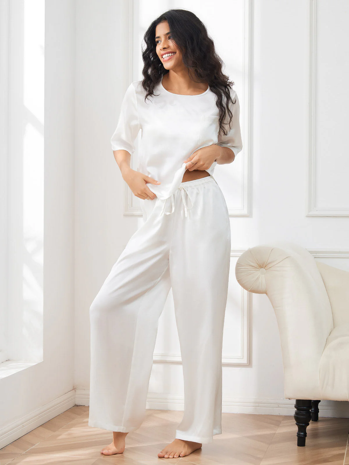 Zuivere Zijde Dames Pyjama Set - Image 40