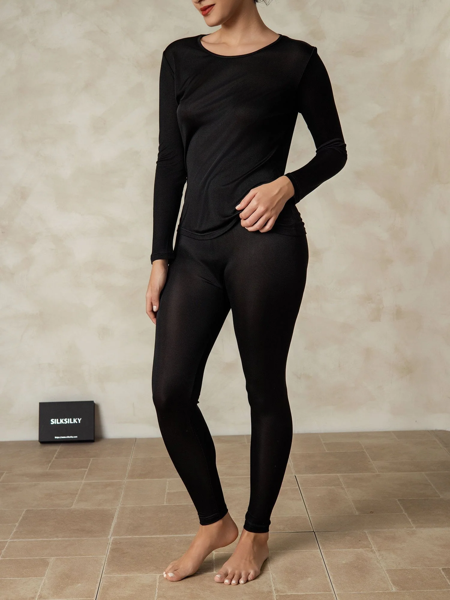 Dames Zijde Jersey Lange Mouwen Ondergoed - Image 15