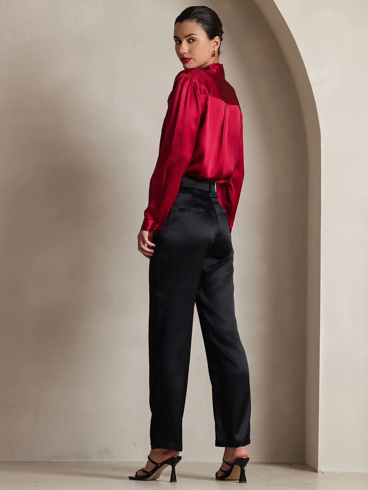 Dames 19 Momme Zijden Elegante Strikblouse met Lange Mouwen - Image 19