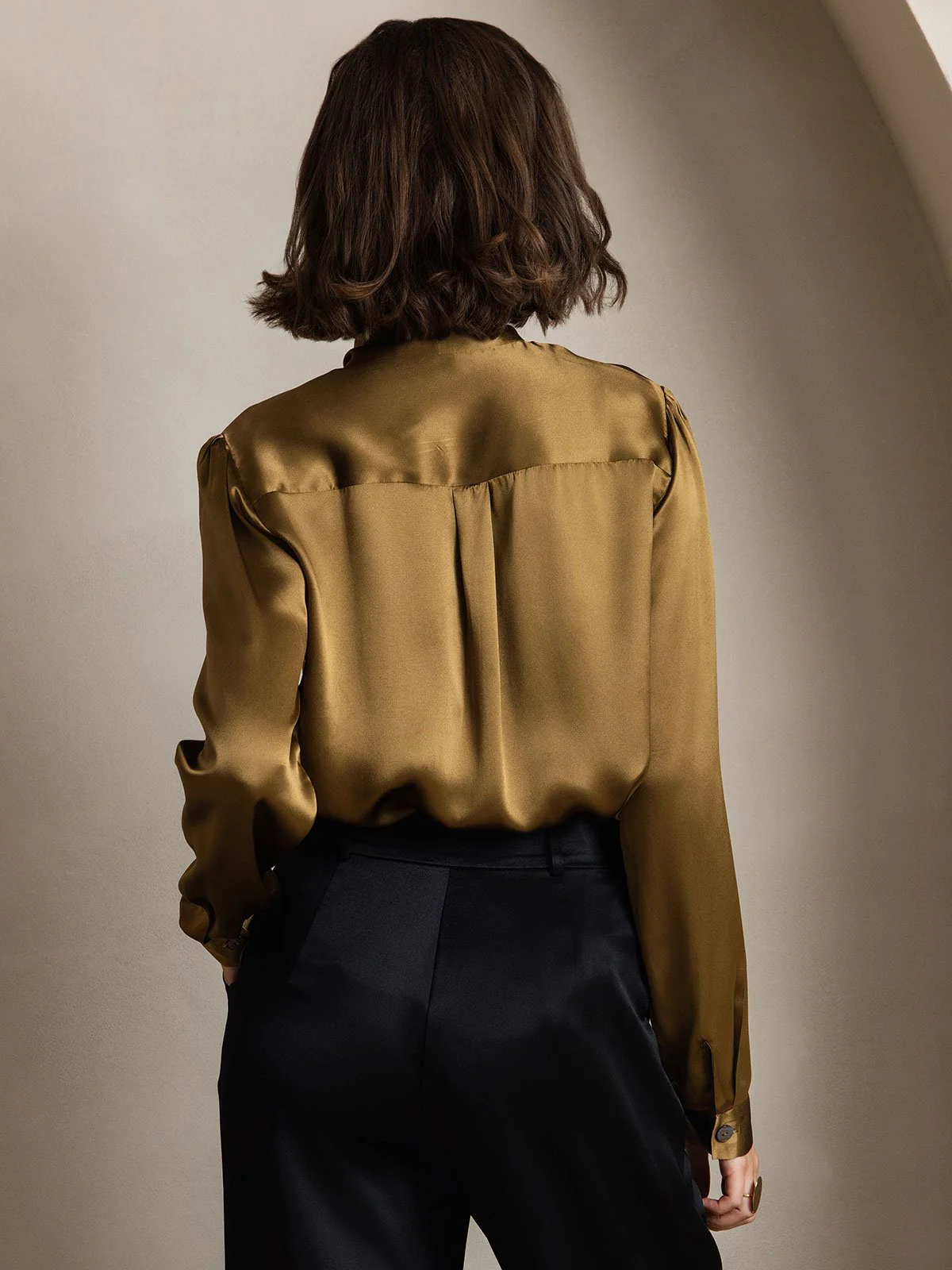 Dames 19 Momme Zijden Elegante Strikblouse met Lange Mouwen - Image 31