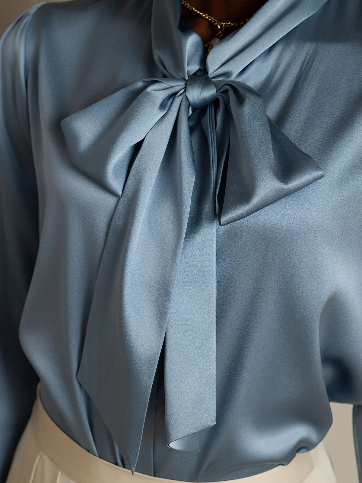 Dames 19 Momme Zijden Elegante Strikblouse met Lange Mouwen - Image 8