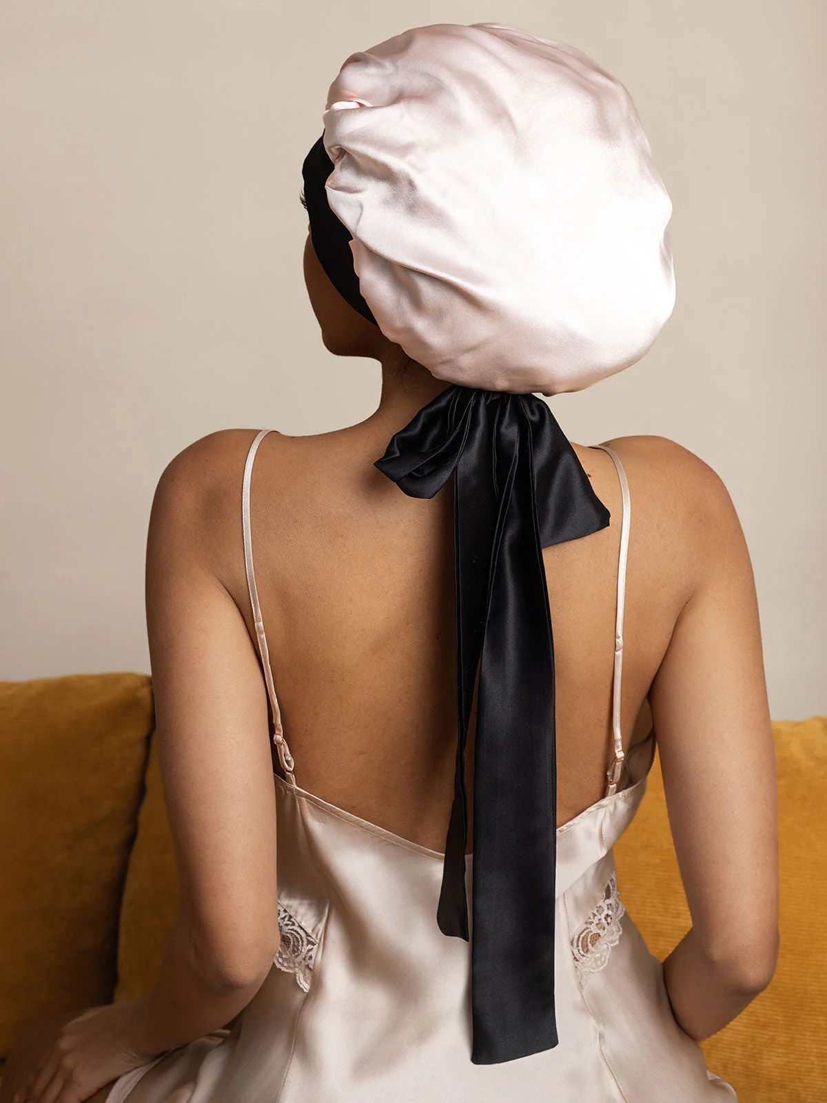Dames Zijde Casual Slaapmuts met Lange Ribbons (Twee-kleurig en Dubbelzijdig) - Image 7